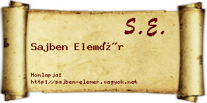 Sajben Elemér névjegykártya